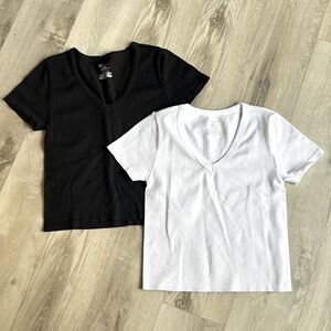 NoBo No Boundaries Ribbed Crop Top Tshirt Bundle, Set Size XXL 2X